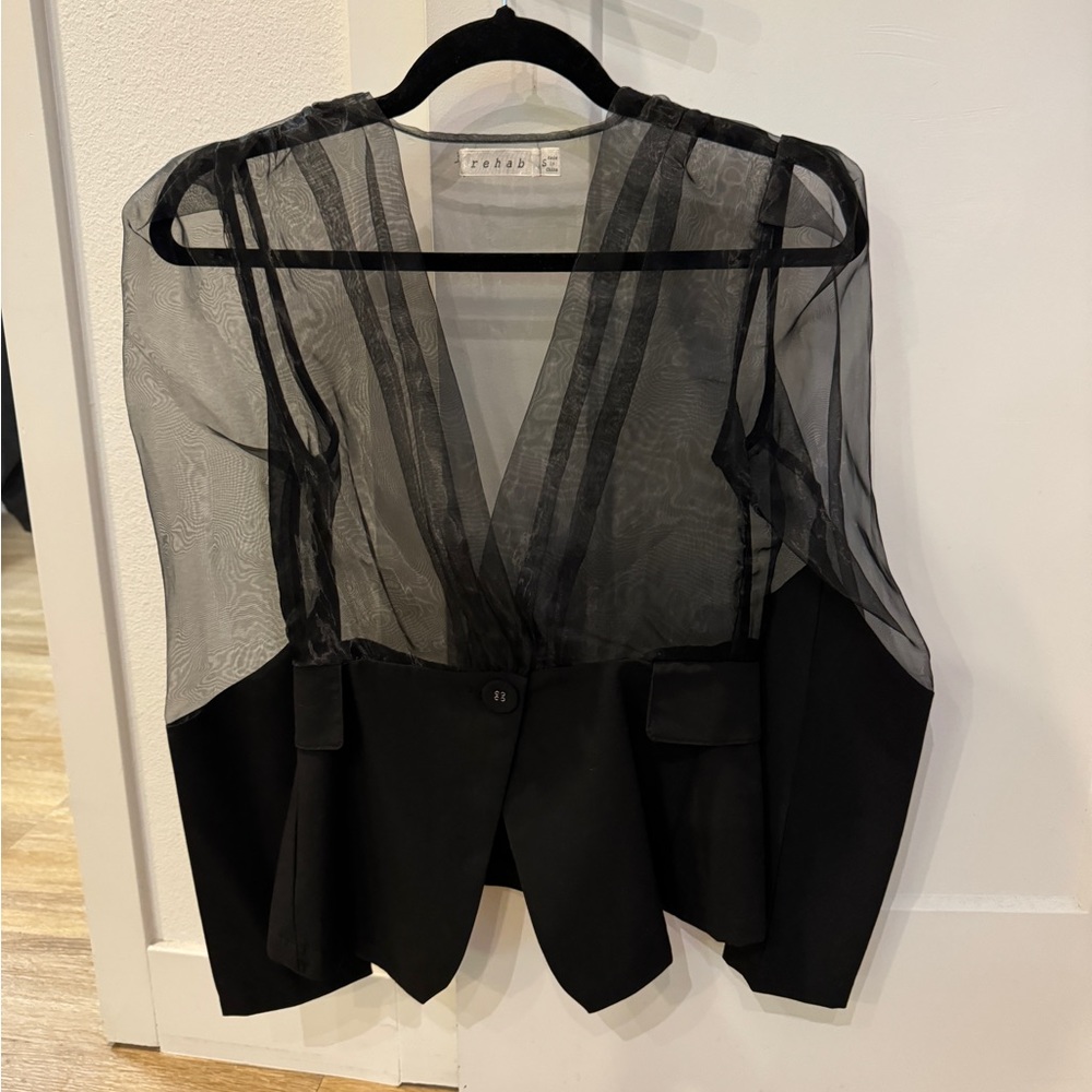Rehab Sheer Black Paneled Blazer